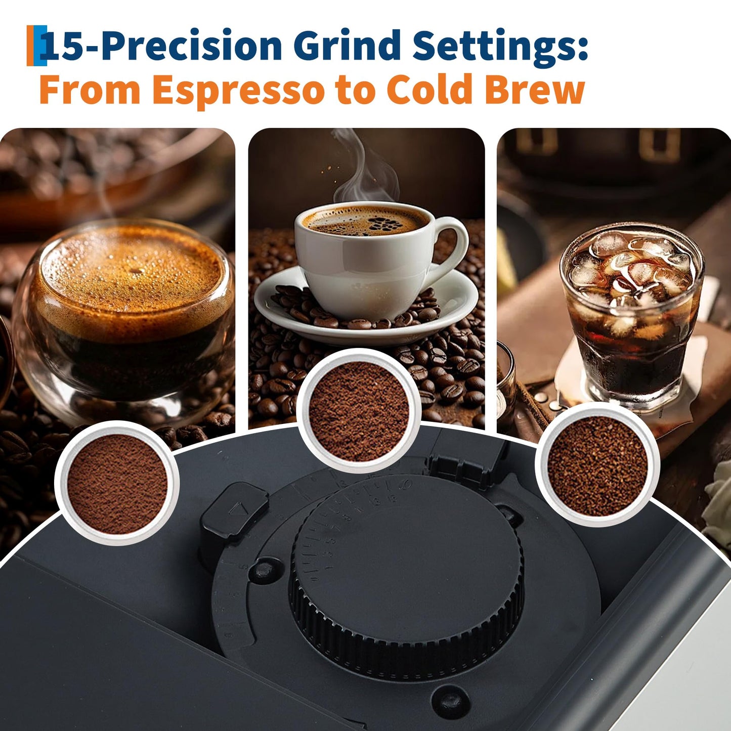 3rd-Gen Espresso Coffee Maker with Milk Frother - Removable Brewer/Grinder, Adjustable Coarseness/Flavor, 3-Level Coffee/Milk Volume, Detachable Milk Tank for Home Baristas, Silver Spray Paint