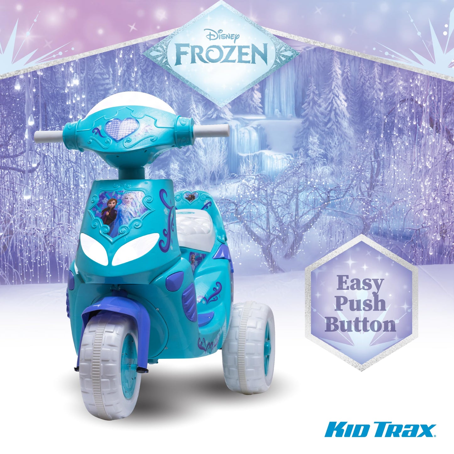 Kid Trax Disney Frozen Kids Scooter Ride On Toy, 6 Volt, Kids 3-5 Years Old, Max Weight 55 lbs, Single Rider, Battery and Charger Included, Blue