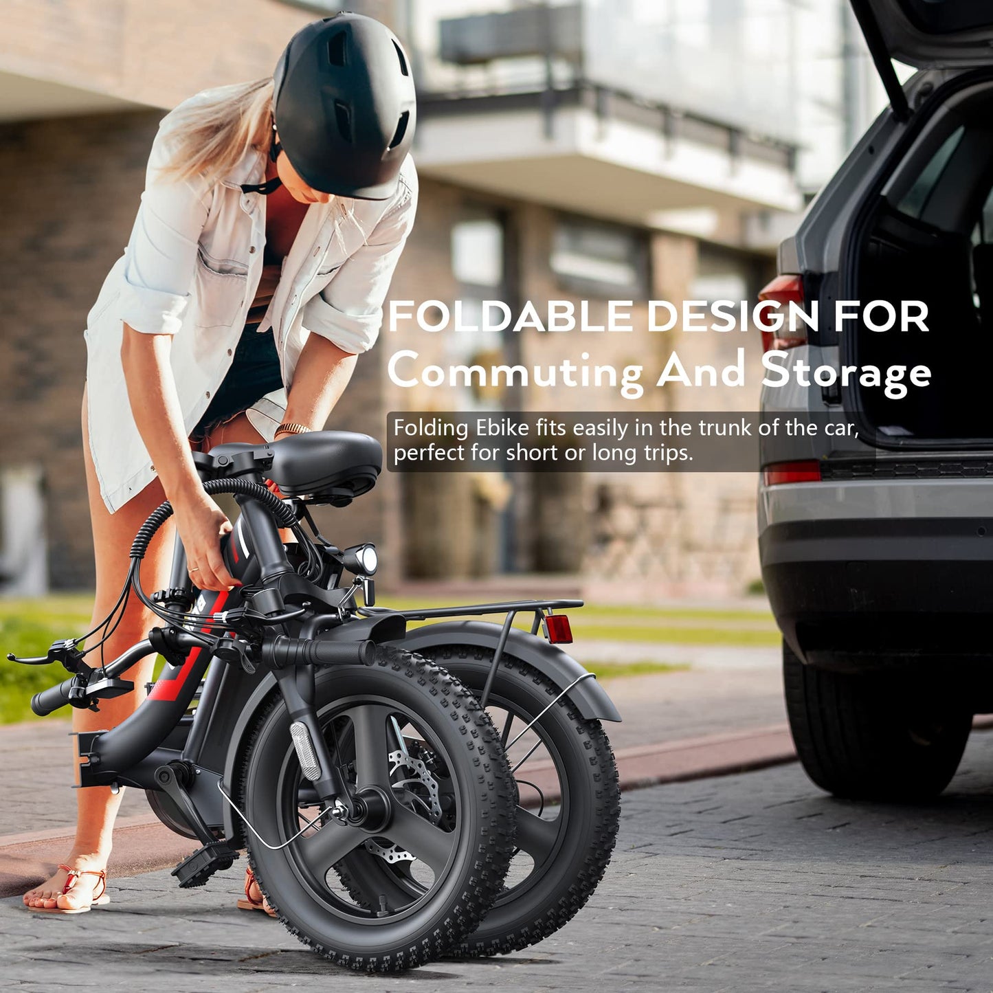 Vivi Gopina Electric Bike, 16" x 3.0 Fat Tire Electric Bike, Peak 500W Step Thru Electric Bicycle, 48V Removable Battery, Up to 40 Miles, LCD Display, 19.8mph, 7 Speed, SGS Certified to UL2849