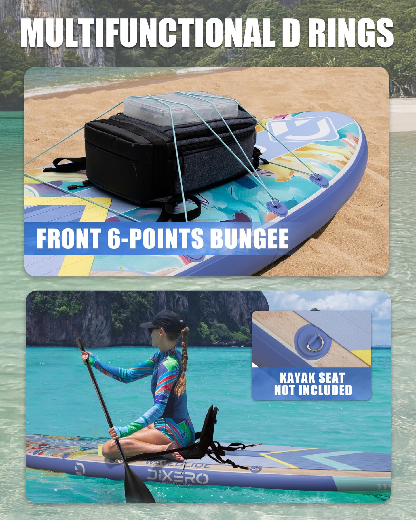Dixero Inflatable Stand Up Paddle Board with SUP Accessories, Anti-Slip EVA Deck, 11'*33" Inflatable Paddle Boards for Adults & Youth of All Skill Levels