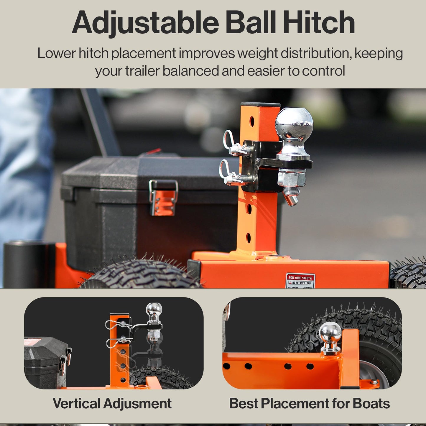 SuperHandy Electric Trailer Dolly – 2800 lbs Max Trailer Weight, 450 lbs Tongue Weight, 24V 800W Motor, Heavy Duty Jack Lever with 2" Ball Mount, 24V 7Ah Battery Powered for Commercial Use