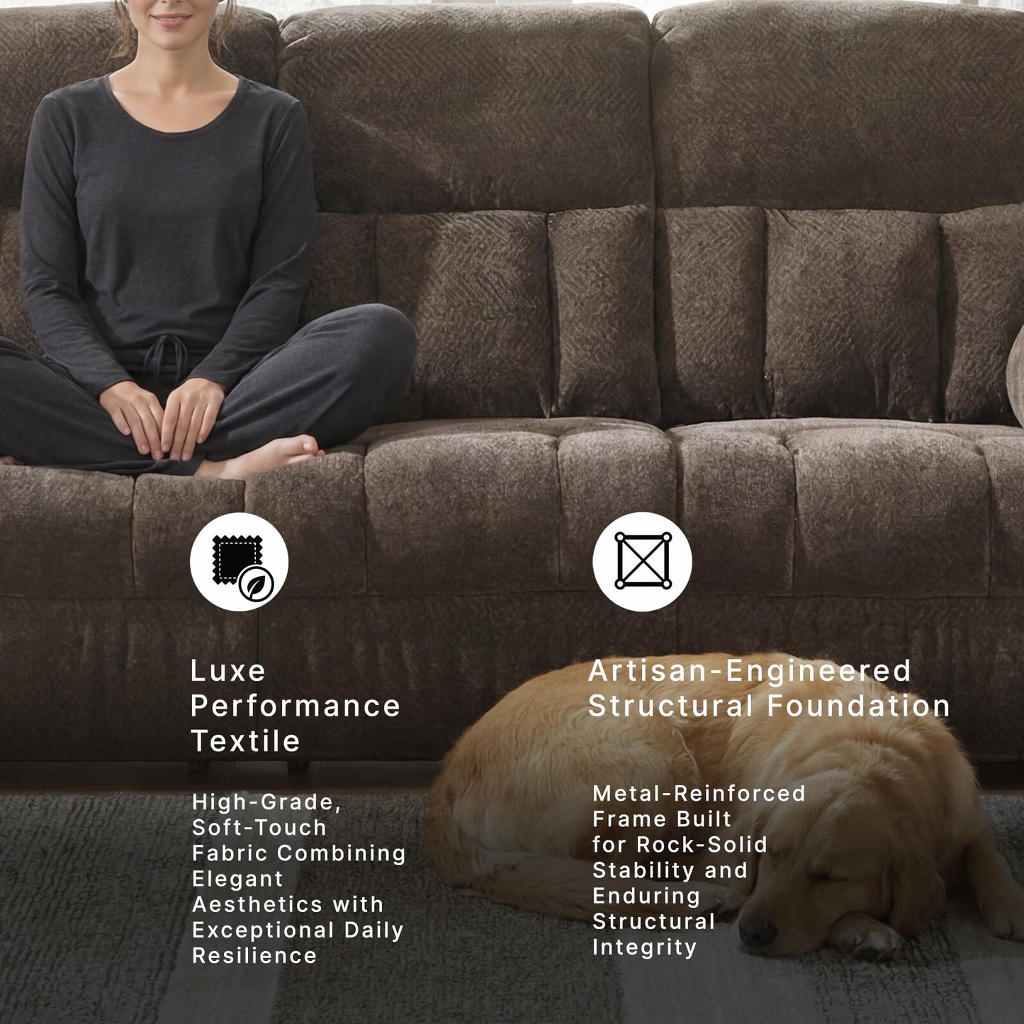 Signature Design by Ashley Frohn Modern Manual Reclining Sofa, Dark Brown