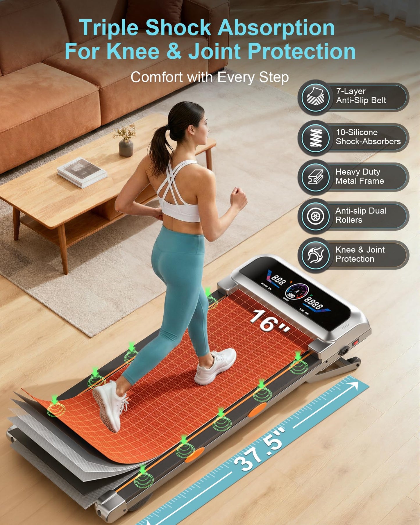 Rayspace Walking Pad Treadmill with 15% 12-Level Auto Incline & UI Screen, Portable Treadmills with Bluetooth Speaker, 3.5HP Foldable Under Desk Treadmill for Home Office 450LBS, Remote & APP