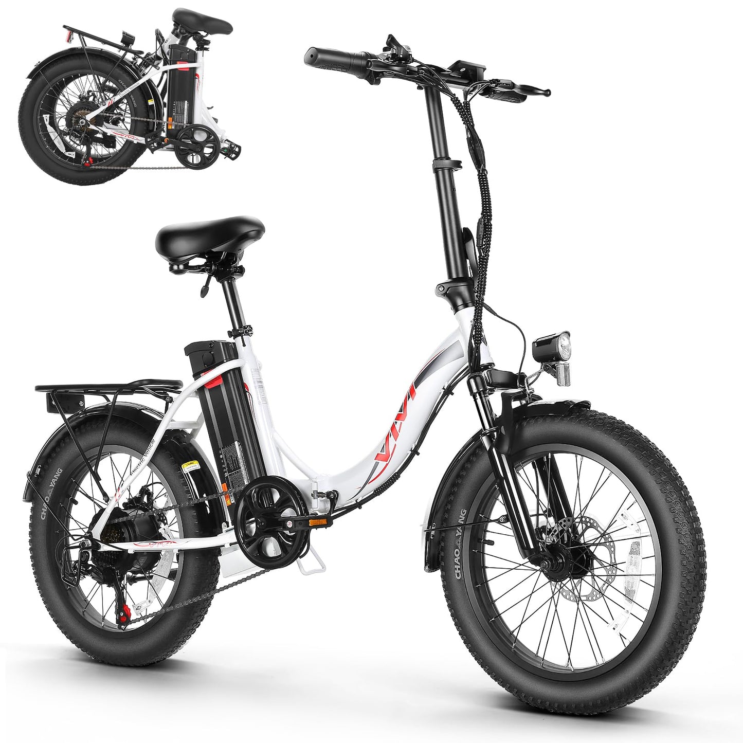 Vivi MT20UL Foldable Electric Bike 20" x3.0 Fat Tire Electric Bike with 48V 499.2WH Removable Battery, 500W, Up to 50 Miles EBike, 7-Speed, 19.8MPH, Cruise Control, SGS Certified to UL2849