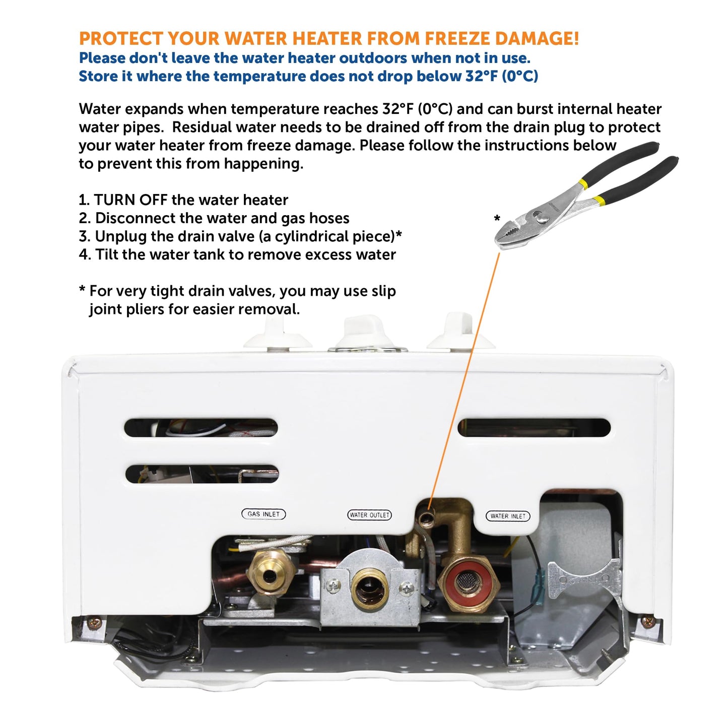 Flame King Portable Tankless Water Heater Propane Gas 10L 2.64 GPM at 68,000 BTU, Outdoor Instant Hot Water Shower for RV, Camping, Farm, Cabins