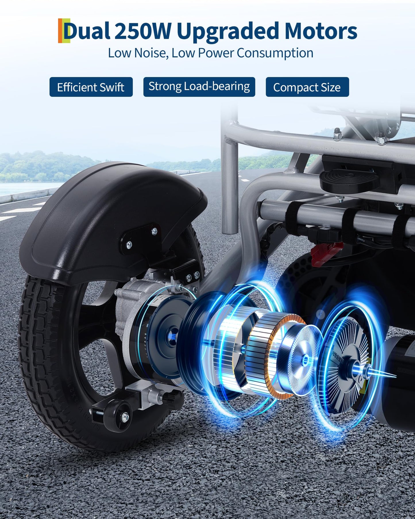 Electric Wheelchair for Adults, 30 Miles Long Travel Range with 2 PCs 12Ah 24V Battery,Ultra Lightweight & Foldable, 330lb Large Capacity, All Terrain Electric Mobility Chair & Airline Approved