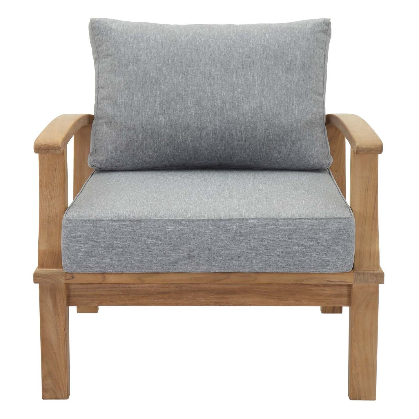 Modway EEI-1143-NAT-GRY-SET Marina Premium Grade A Teak Wood Outdoor Patio Armchair, Natural Gray