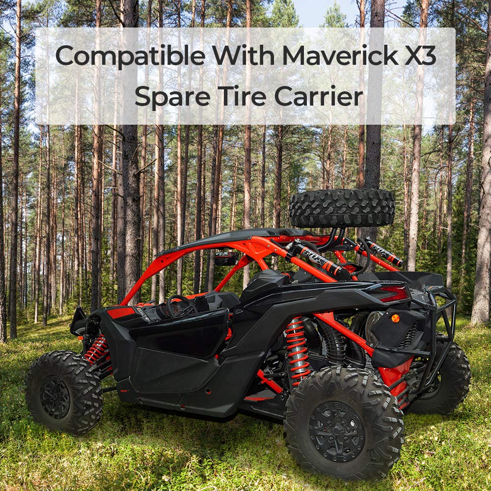 KEMIMOTO X3 Spare Tire Carrier Holder Compatible with Can-Am Maverick X3 and X3 Max Turbo RR 2017 2018 2019 2020 2021 2022 2023 2024 2025 2026 Spare Tire Mount Holds Up to 32"