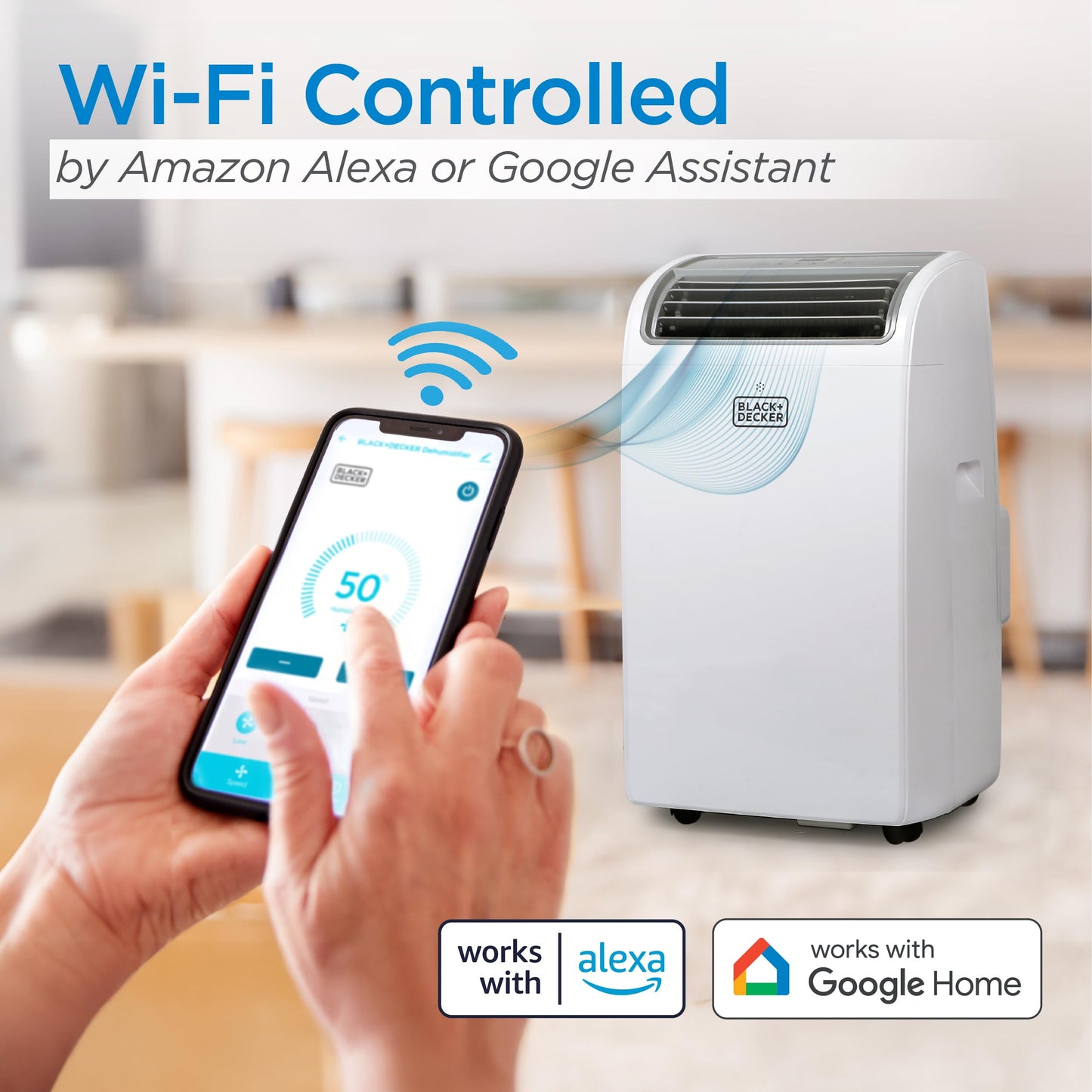 BLACK+DECKER Smart Portable Air Conditioner, 12,000 BTU (8,350 BTU SACC) for Rooms up to 550 Sq. Ft., Smart Portable AC with Follow Me Remote and Window Kit, BPACT12WT, White