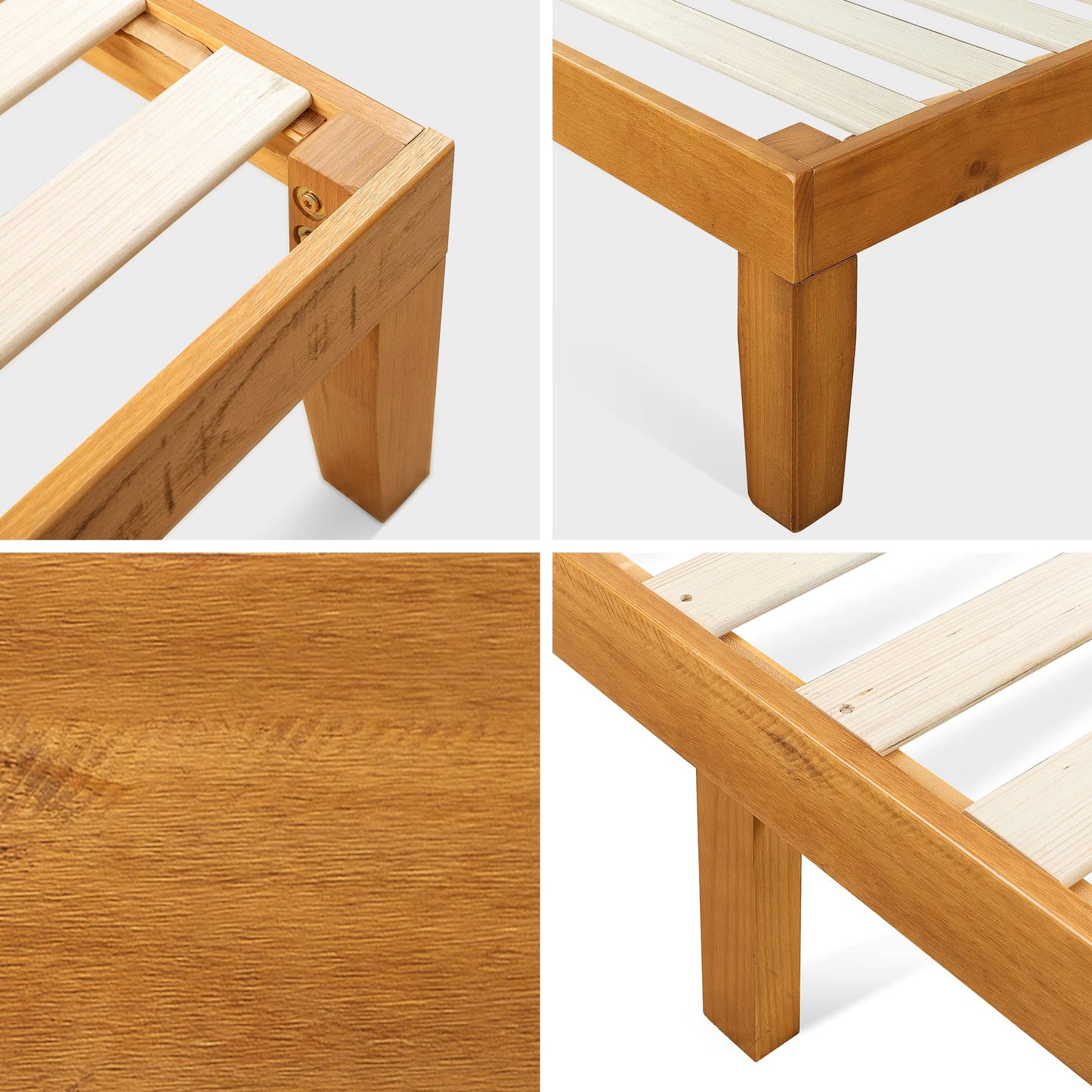 Zinus Alexia Wood Platform Bed Frame with headboard, Solid Wood Foundation with Wood Slat Support, No Box Spring Needed, Easy Assembly, Rustic Pine, Queen
