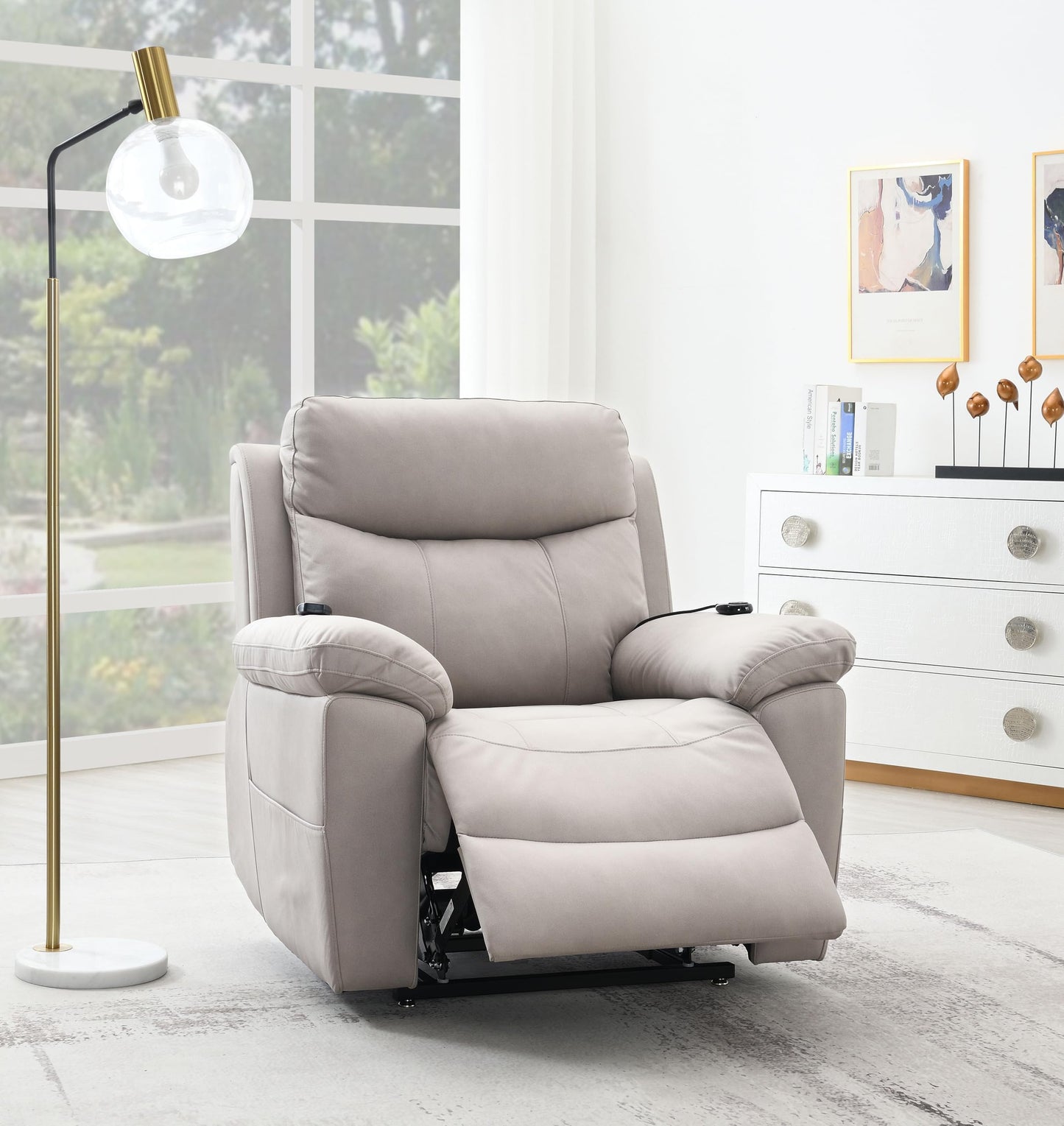 Acme Chriki Microfiber Upholstered Power Recliner with Lift & Massage in Gray