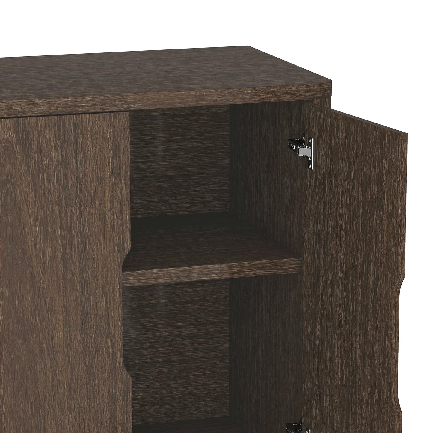 Manhattan Comfort Rivington Modern Sideboard Buffet Cabinet with Storage – 60" Media Console Table with Doors and 4 Adjustable Shelves for Dining Room, Living Room, or Entryway, Walnut
