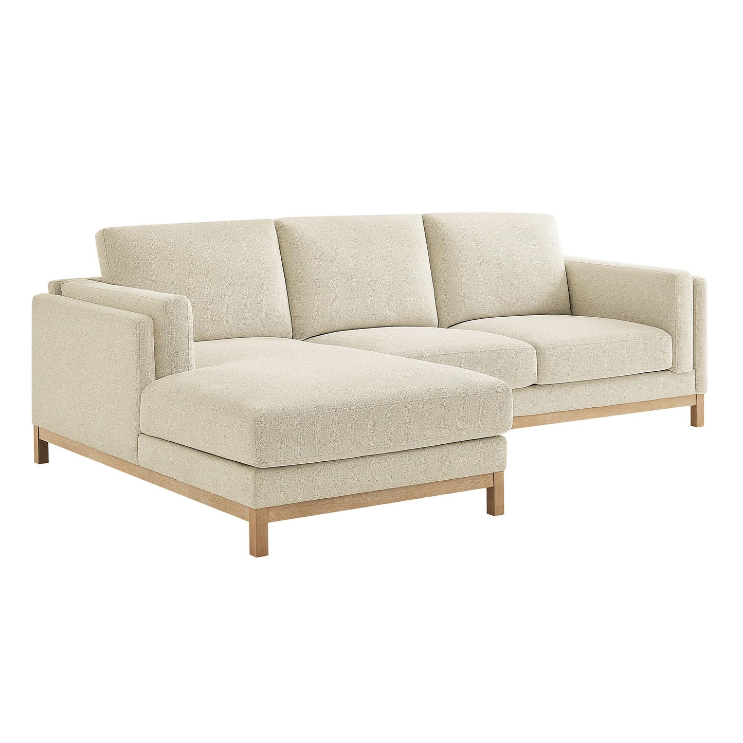 Modway Roscoe Left-Facing Sectional Sofa with Chaise in Ivory - 2-Piece Mélange Chenille Fabric Deep Seat Couch, L Shaped Modular for Living Room or Lounge