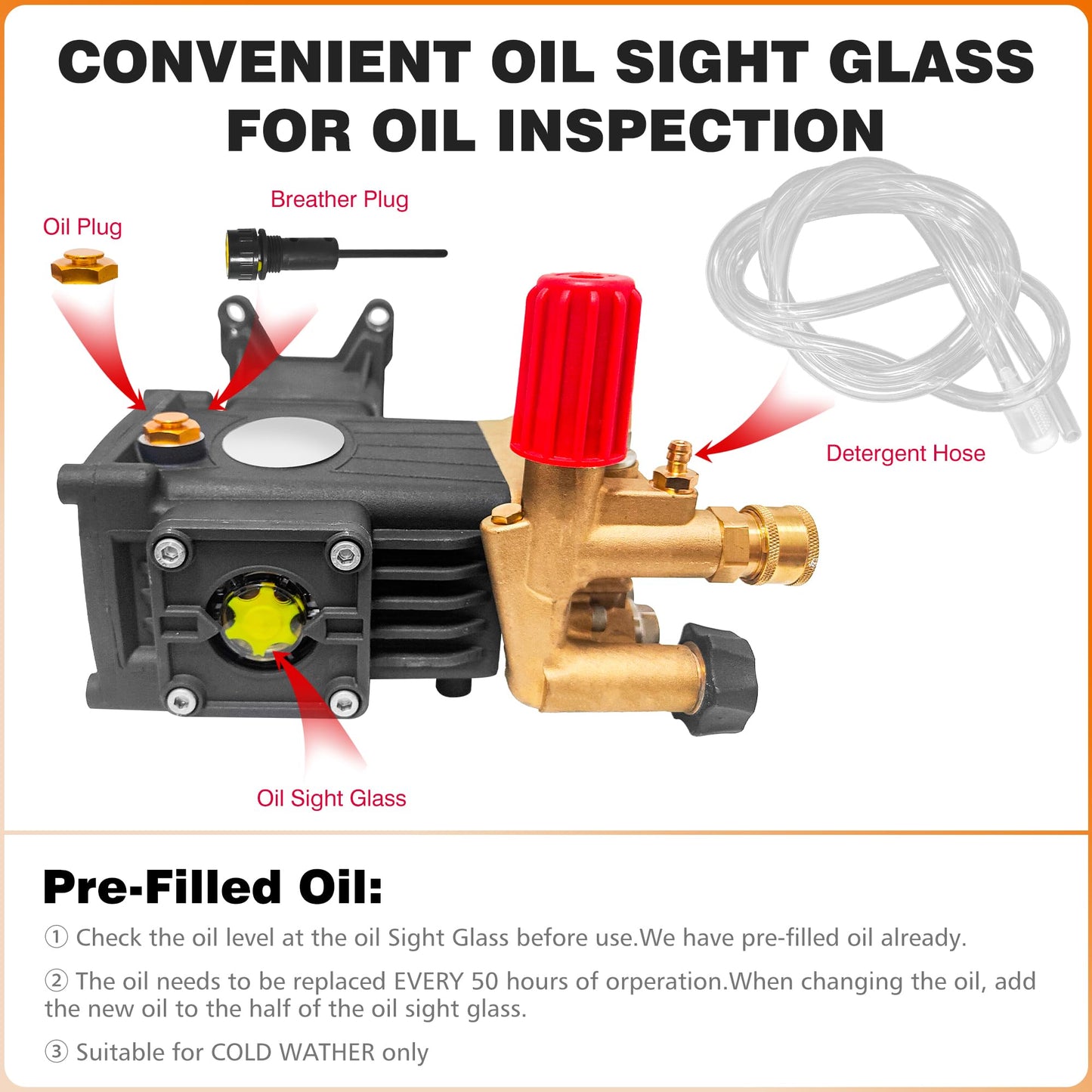 4400 PSI Triplex Pressure Washer Pump, 1" Shaft Crankshaft Pump