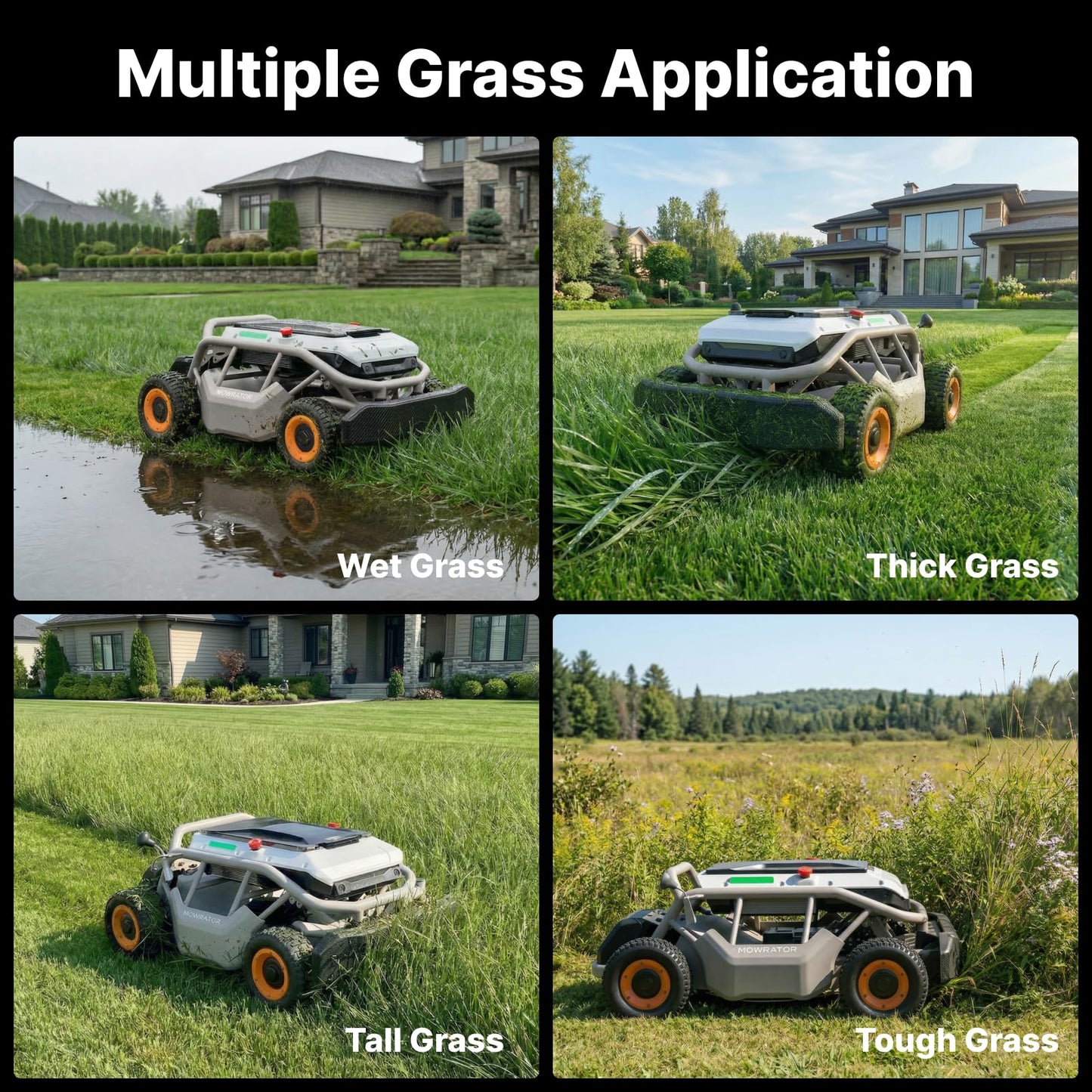 Mowrator S1 4WD 18Ah Remote Control Lawn Mower, All-Season Yard Care, 75% (37°) Slope Climbing, 21" Cutting Width, 1.5–4.3" Adjustable Cutting Height, Up to 1.12 Acres