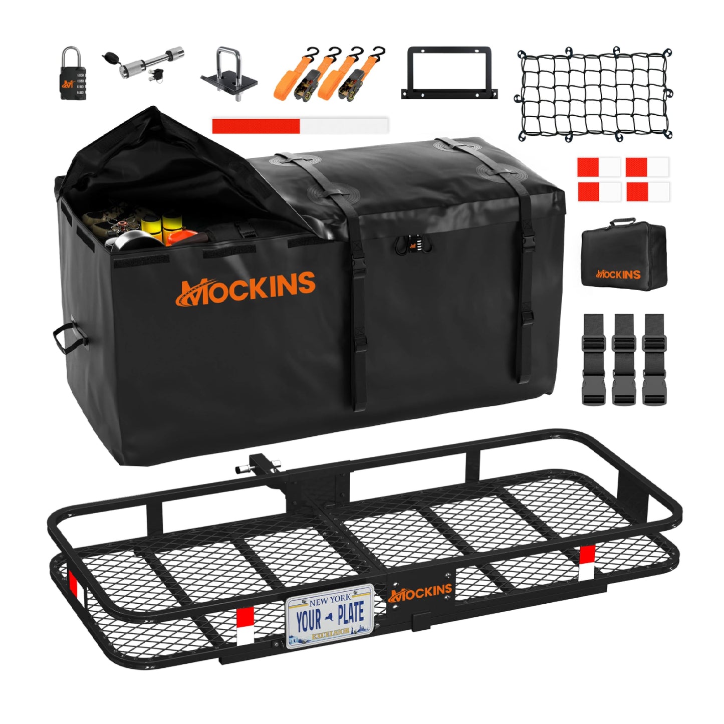 Mockins 60"x24"x6" Heavy Duty Trailer Hitch Cargo Carrier w/ 500 Lbs. Cap