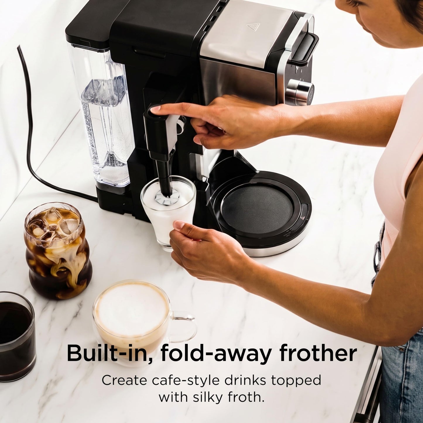 Ninja Specialty Drip Coffee Maker | DualBrew™ Pro Specialty Coffee Machine w/ Frother, Paper Filter | Brew with Pods & Grounds, K Cups Compatible | 4 Brew Styles, 13 Cup to Pot Sizes | Black, CFP301