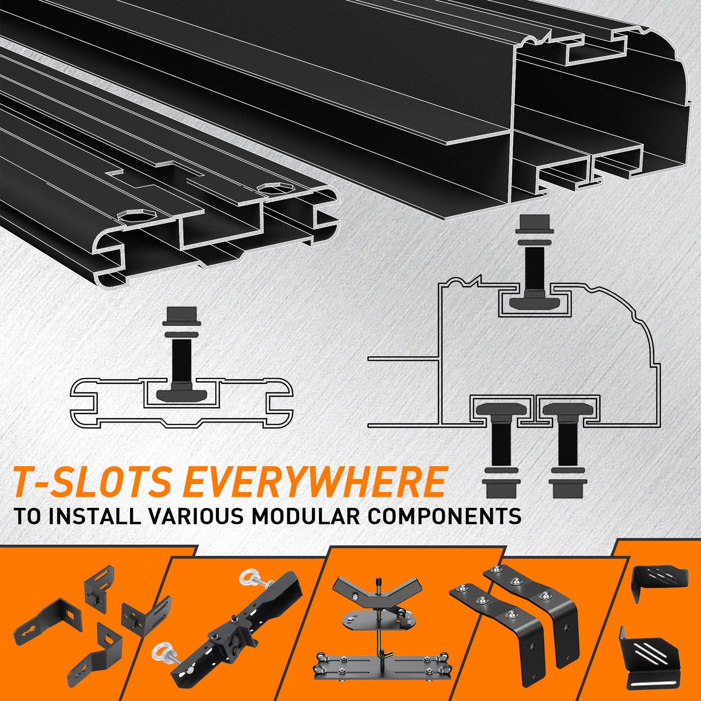 WILDROAD Aluminum Roof Platform, 63" x 47" Universal Flat Roof Rack Heavy Duty Roof Rack Platform with 10 Sets Eye Bolt Nut and T-Screws Anchoring Kit Fits for SUV, Truck