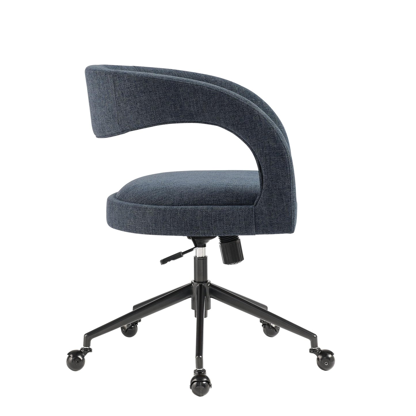 Modway Pinnacle Upholstered Office Chair in Slate Blue Slub Weave Fabric – Adjustable Height Barrel Office Armchair with Rolling Wheels – Home Office, Study, or Bedroom Desk Chair