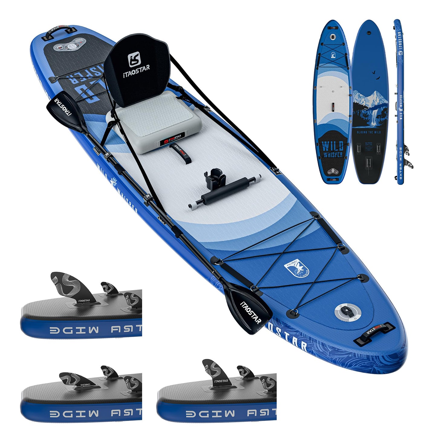 iTAOSTAR W03BP 12'x35 Inflatable Stand Up Paddle Board for Adults - Extra Wide Inflatable SUP Boards with Seat, Premium SUP Package with Full Accessories for Touring & Yoga