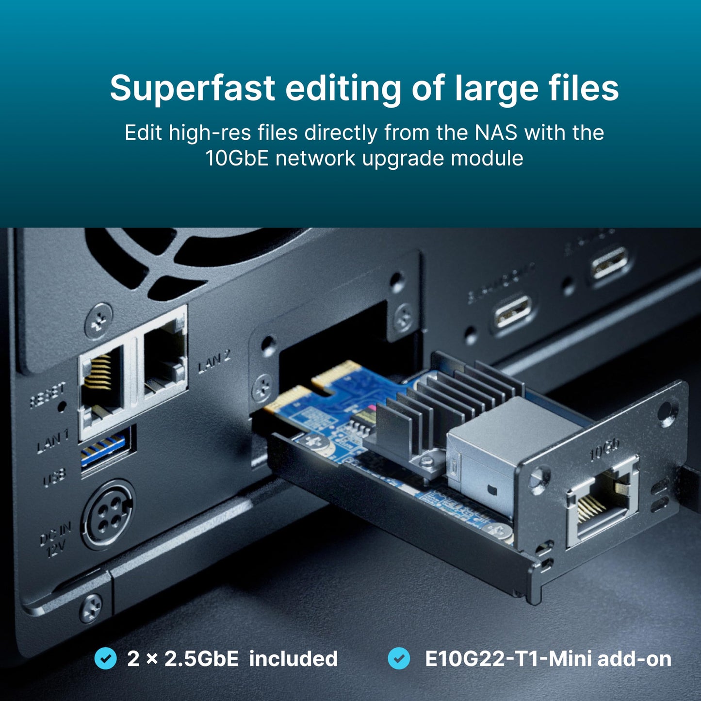 Synology DS1525+ Video Editing & Production Server - Scale to 300TB, 10GbE Ready & Multi-User Workflows (5-Bay Diskless NAS)