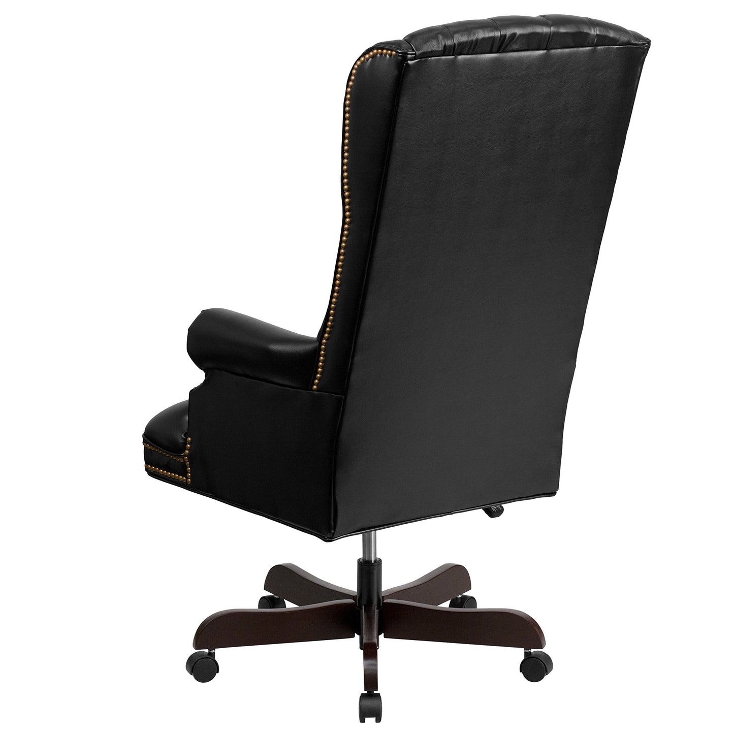 Flash Furniture High Back Traditional Fully Tufted Black LeatherSoft Executive Swivel Ergonomic Office Chair with Arms