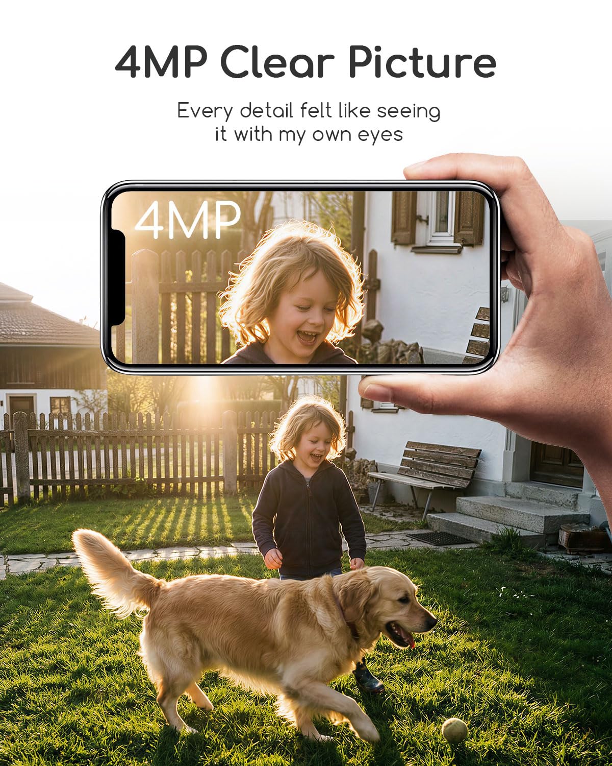 COOAU 4MP Security Cameras Wireless Outdoor, Faster Charging Solar Powered, Sharper-Image Outdoor Camera Wireless,No Subscription,PIR Detection,Surveillance System for Wide-Area Whole-House Coverage
