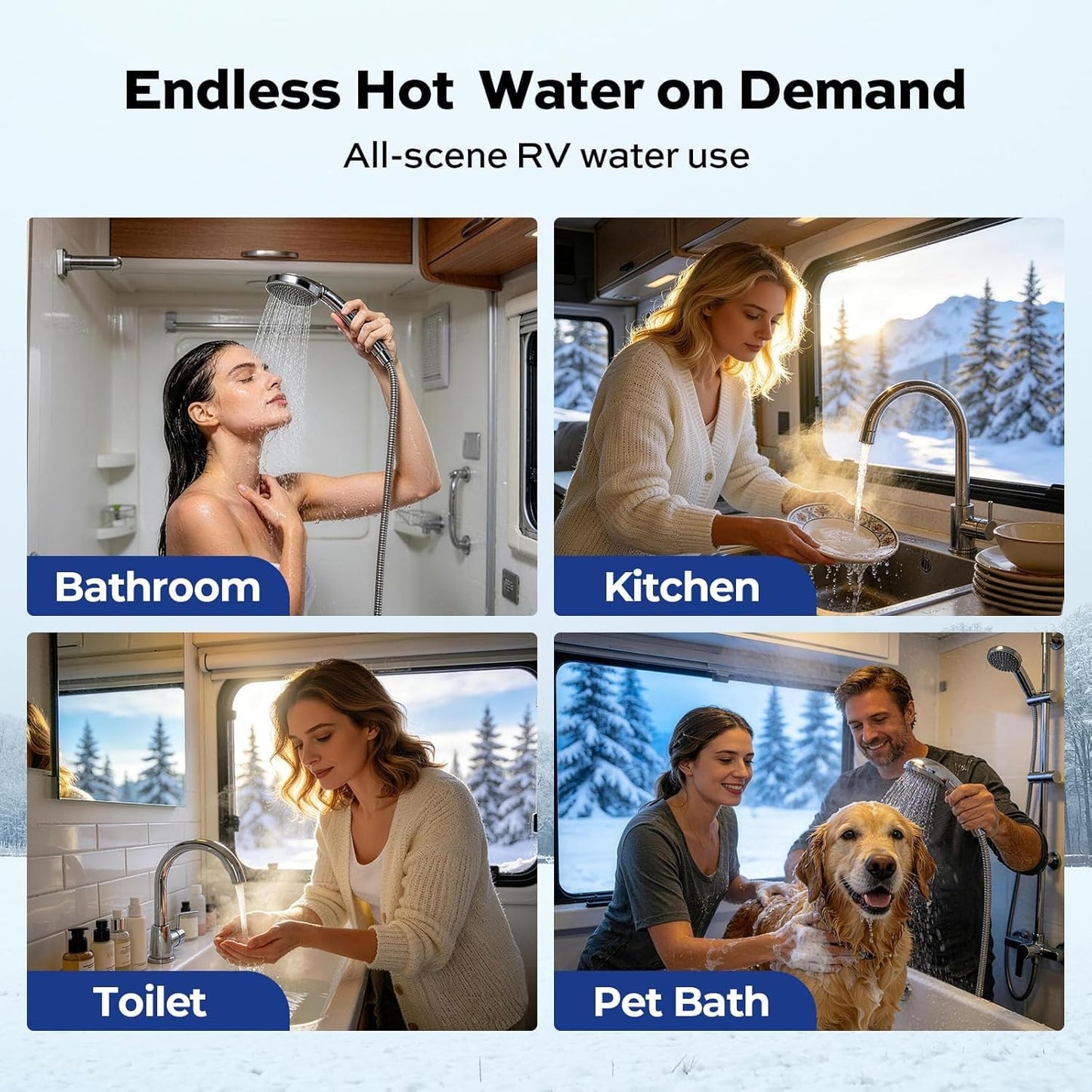 ORBEK RV Tankless Water Heater, Ideal for RV Families & Campers, Propane Gas On-Demand Instant Hot Water Heater, 12V DC, CSA Certified, with Remote Control, Compatible with All RVs