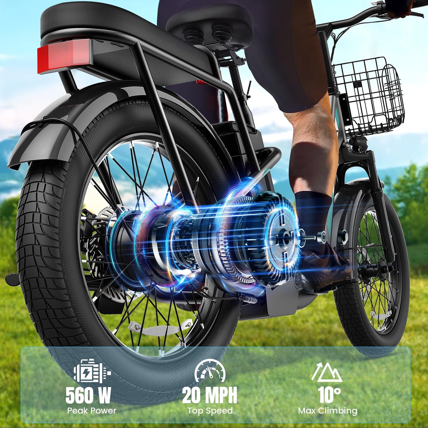 Caroma Peak 500W Electric Scooter with Seat, 20" X 3" Off-Road Tires, 36V Battery, 15Miles Range, 20MPH Top Speed, Adjustable Electric Scooter for Adults with Basket(Black)