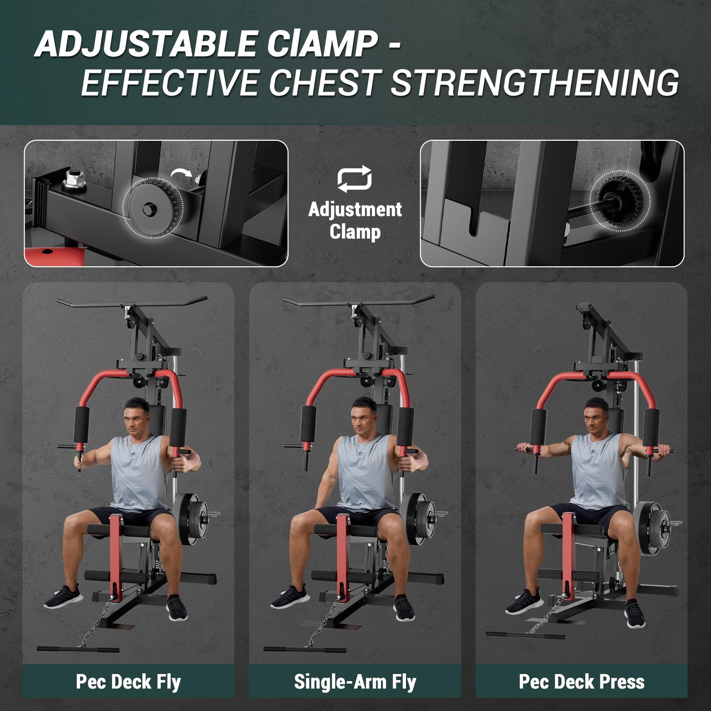 COZONY Heavy-Duty Home Gym Strength Training Equipment – Full Body Workout Machine with Pulley System, LAT Pulldown, Chest Press, Leg Extension, Supports 400LBS, Fits 1" & 2" Weight Plates (Not