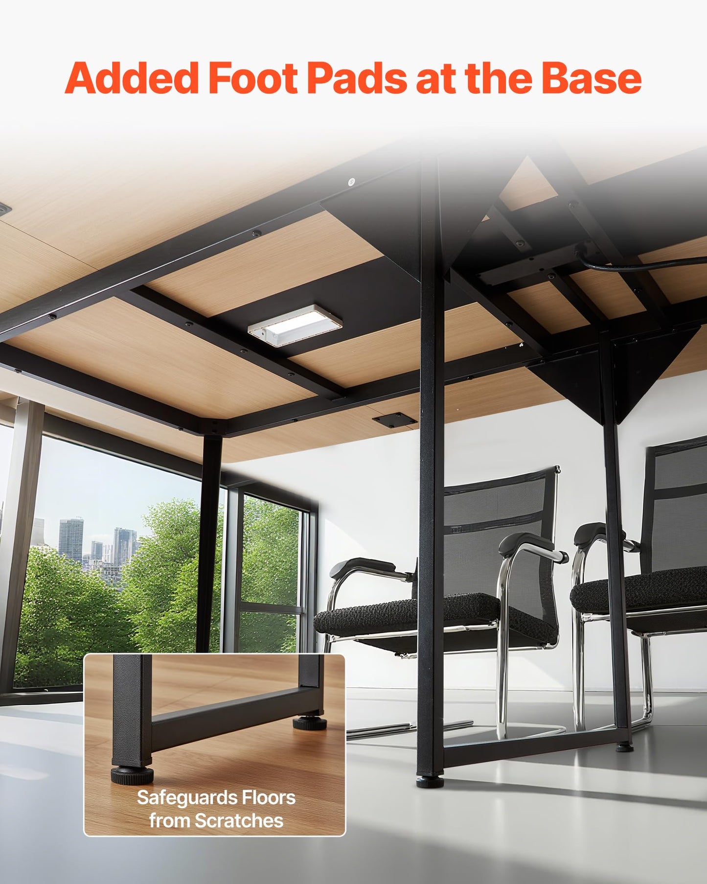 VEVOR Conference Table, 8 ft Boat Shaped Office Meeting Table with Charge Station for 10 Person, Modern Boat Seminar Meeting Desk with Metal Legs for Office, Boardroom, Conference Room, Easy Assembly