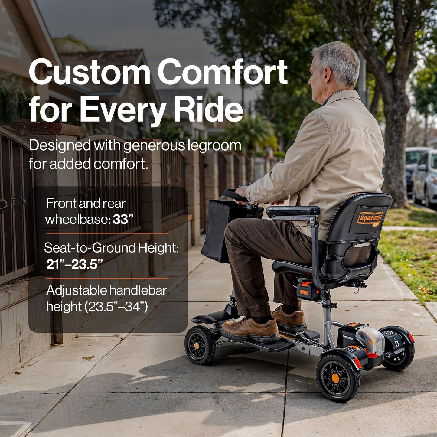SuperHandy Passport Flex 4 Wheel Power Mobility Scooter – Quick-Disassembly Aluminum Frame, Foldable & Compact, 48V Li-Ion Battery