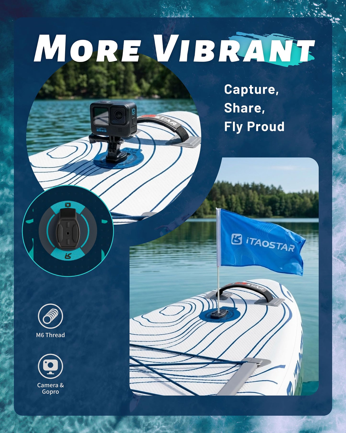 iTAOSTAR Adventure 12' × 35" Inflatable Stand Up Paddle Board with Seat, Extra Wide SUP Board with 5 Fins Stable Design for Familly, Youth, All Skill Levels, Lakes, Oceans & Fishing