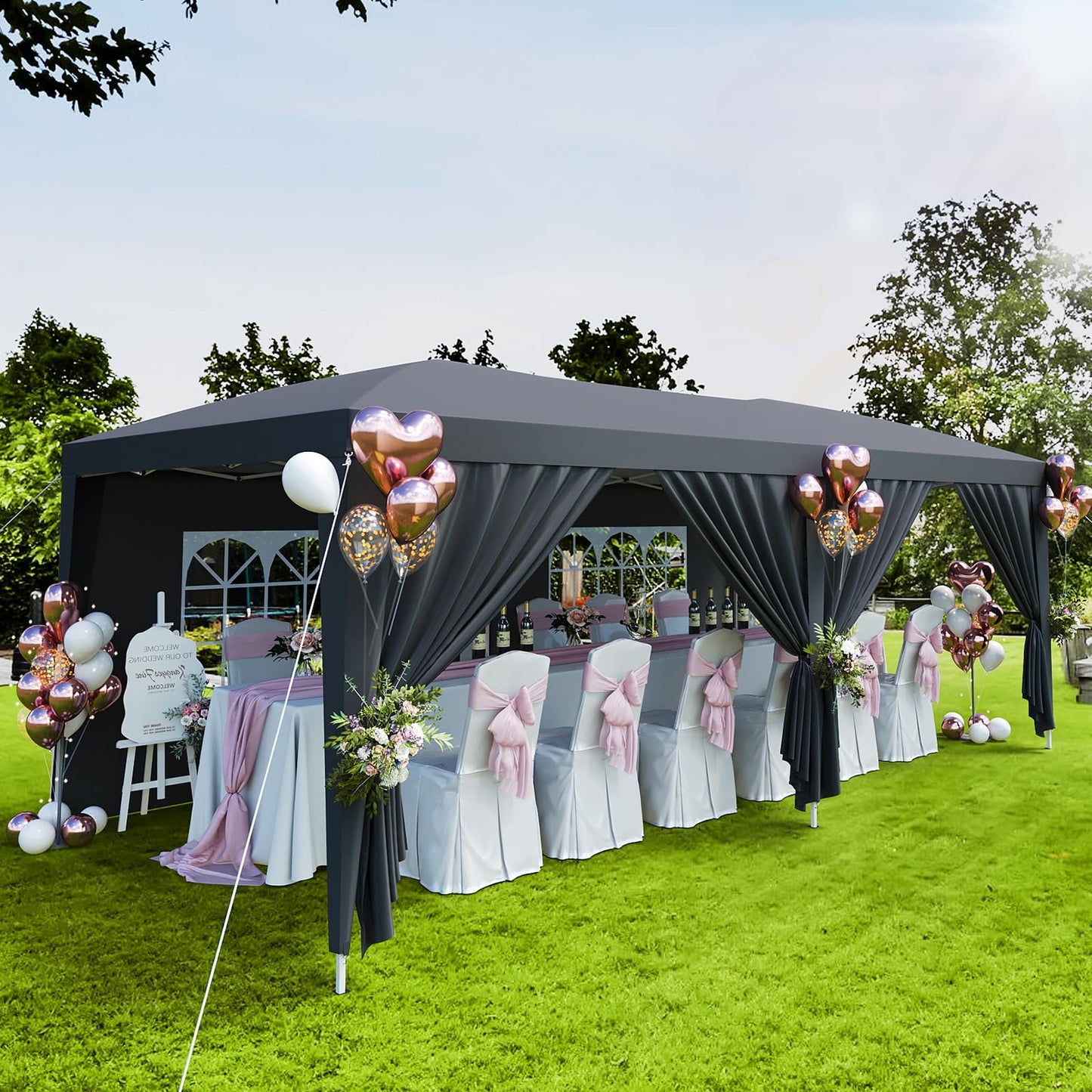 GarveeTech 10x20 FT Pop Up Canopy Tent with 6 Removable Sidewalls, Reinforced Waterproof Outdoor Gazebo, 3 Height Adjustable Party Tent for Wedding, Market, Backyard Events, Includes Carry Bag
