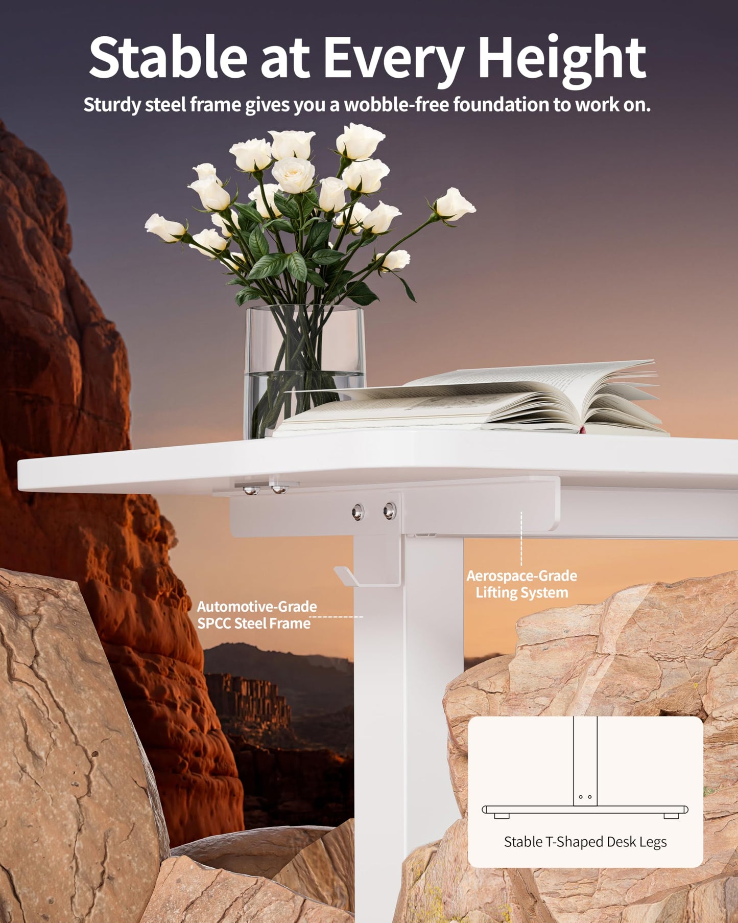 BIZUM Electric Standing Desk 60 x 24 Inch Computer Desk-Gaming Desk White Home Office Desks Height Adjustable Memory Stand Up Computer Workstation