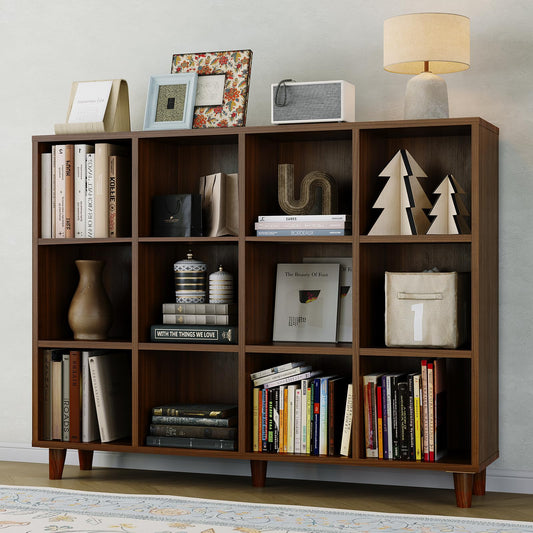 GarveeHome Cube Bookshelf, 12 Cube Storage Organizer Shelf, Freestanding Open Bookcase, Display Cabinet Organizer with Base, for Living Room, Bedroom, Home Office