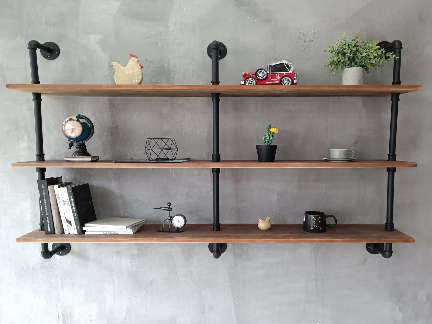 HDDFER Floating Shelves for Wall Bookshelf Industrial Pipe Shelving Shelves Natural Wood Planks 60 inch Rustic Wall Shelves Hanging Bookshelves Farmhouse Kitchen Shelving