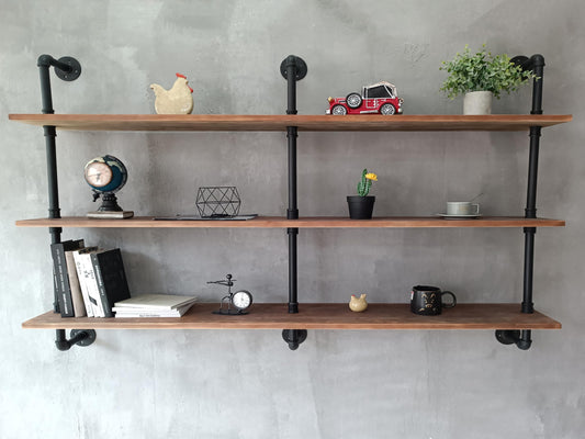 HDDFER Floating Shelves for Wall Bookshelf Industrial Pipe Shelving Shelves Natural Wood Planks 60 inch Rustic Wall Shelves Hanging Bookshelves Farmhouse Kitchen Shelving