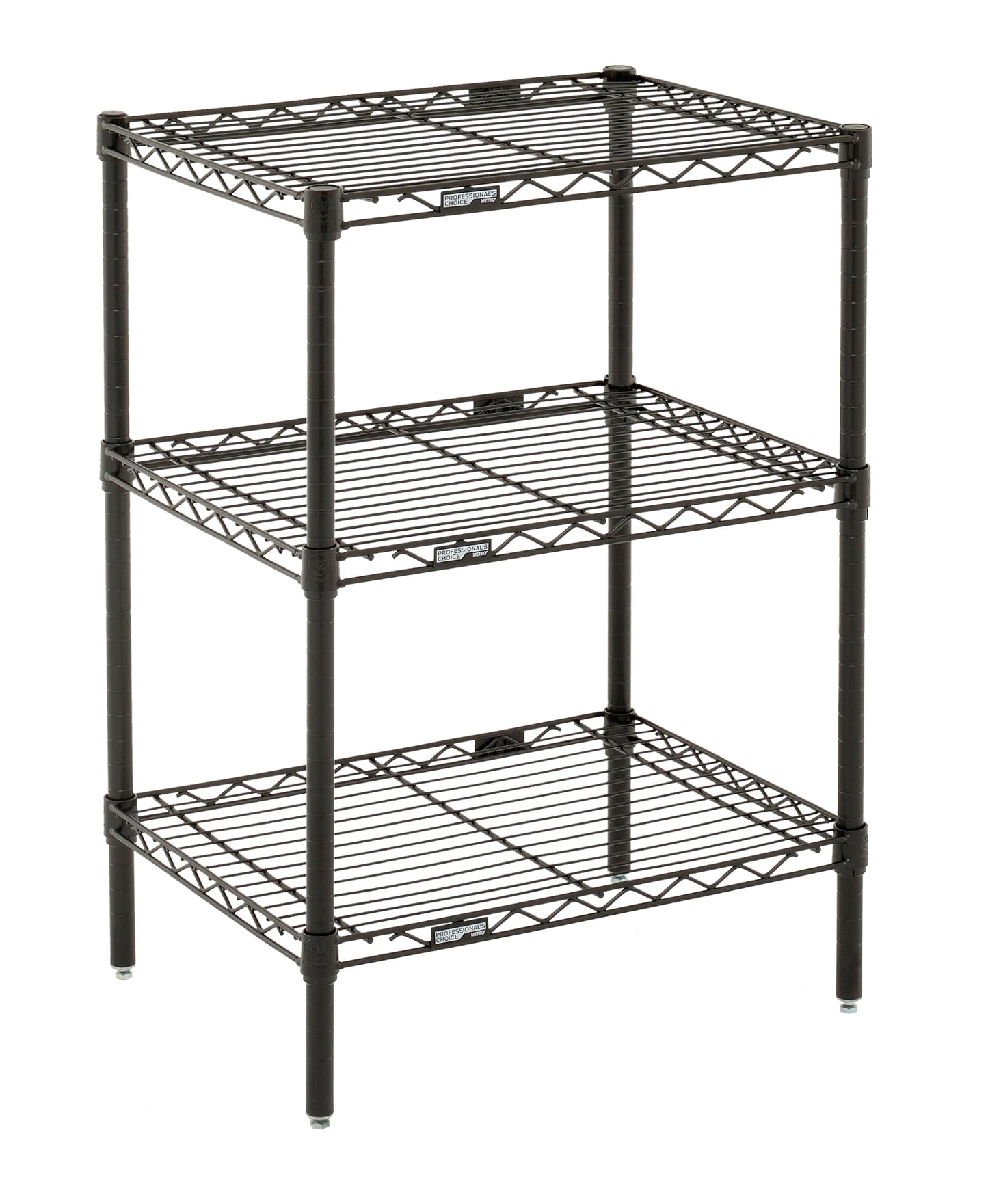 Metro Professional's Choice Commercial-Grade NSF Shelving Unit - Multipurpose Adjustable Wire Shelf for Home, Garage, Kitchen and More - 3 Shelves, 18" W x 24" L x 33" H - Black