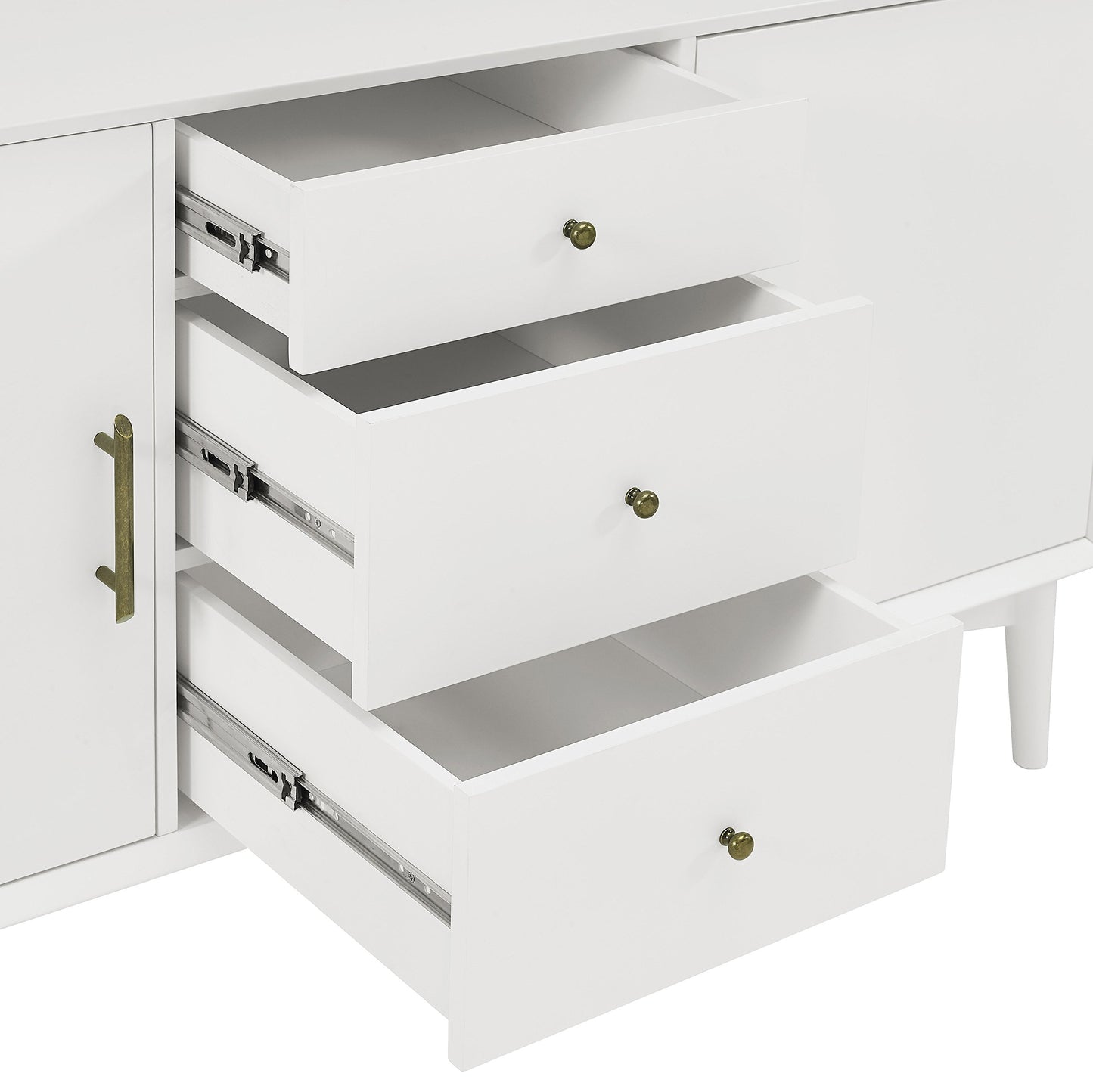 Crosley Furniture Landon Mid Century Sideboard Buffet Cabinet with Storage, White
