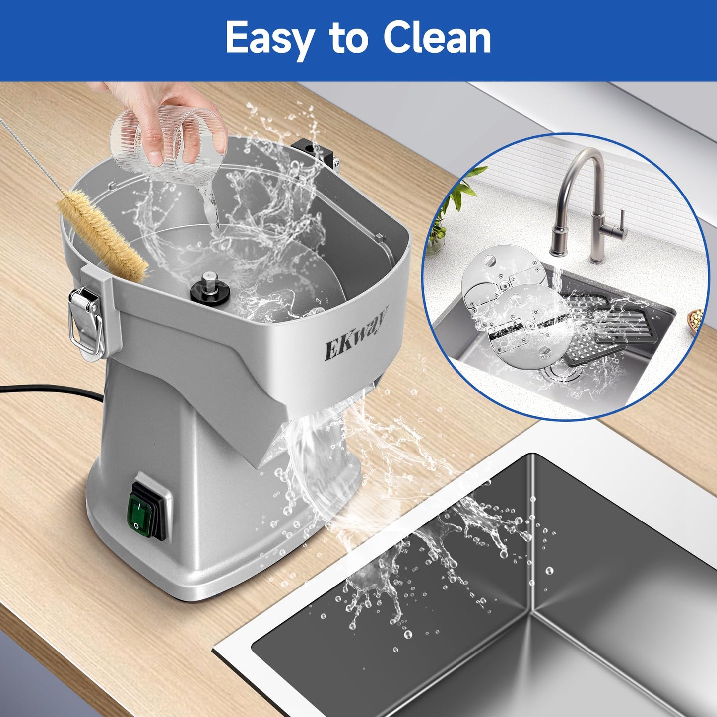 EKway Commercial Vegetable Chopper 4 in 1 Vegetable Slicer Food Processor for Slicing Shredding Dicing and Slitting, with Cut-Resistant Gloves, for Commercial and Home Use 200W 110V