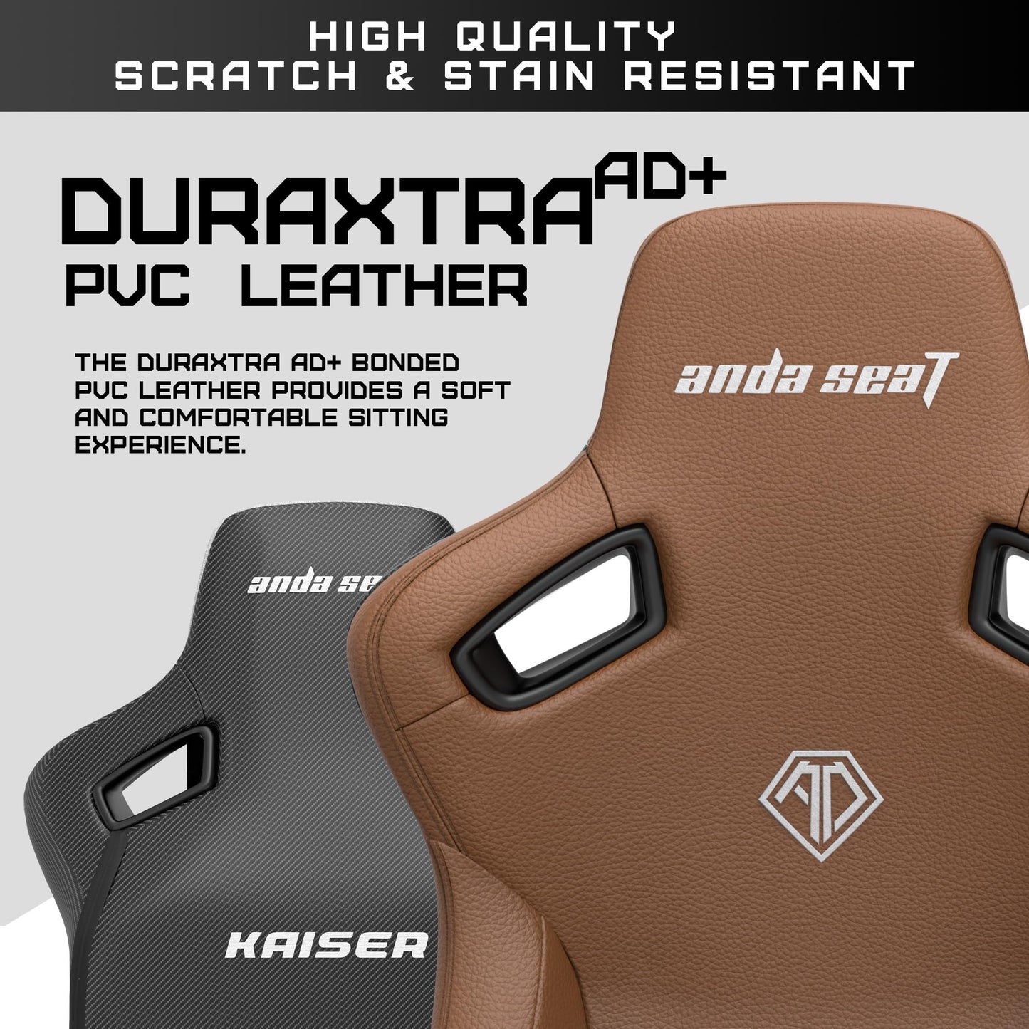 Anda Seat Kaiser 3 Large Gaming Chair for Adults - Ergonomic Brown PVC Leather Gaming Seat with Lumbar Support, Comfortable Office Chair with Neck Support - Heavy Duty Wide Computer Seat
