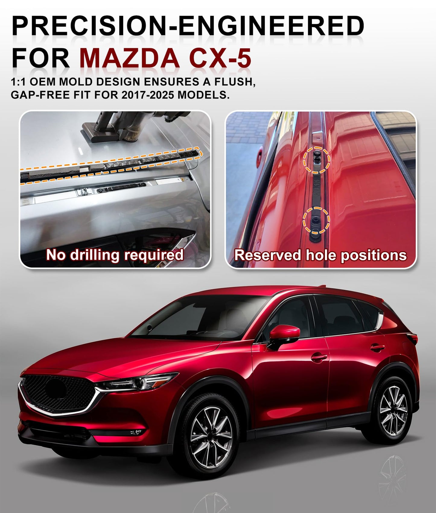 DEEPACE Lockable Roof Rack System for Mazda CX5 CX-5 2017-2025, 265 lbs Cross Bars & Side Rails, No Drilling, Aluminum Alloy, Low Profile Black