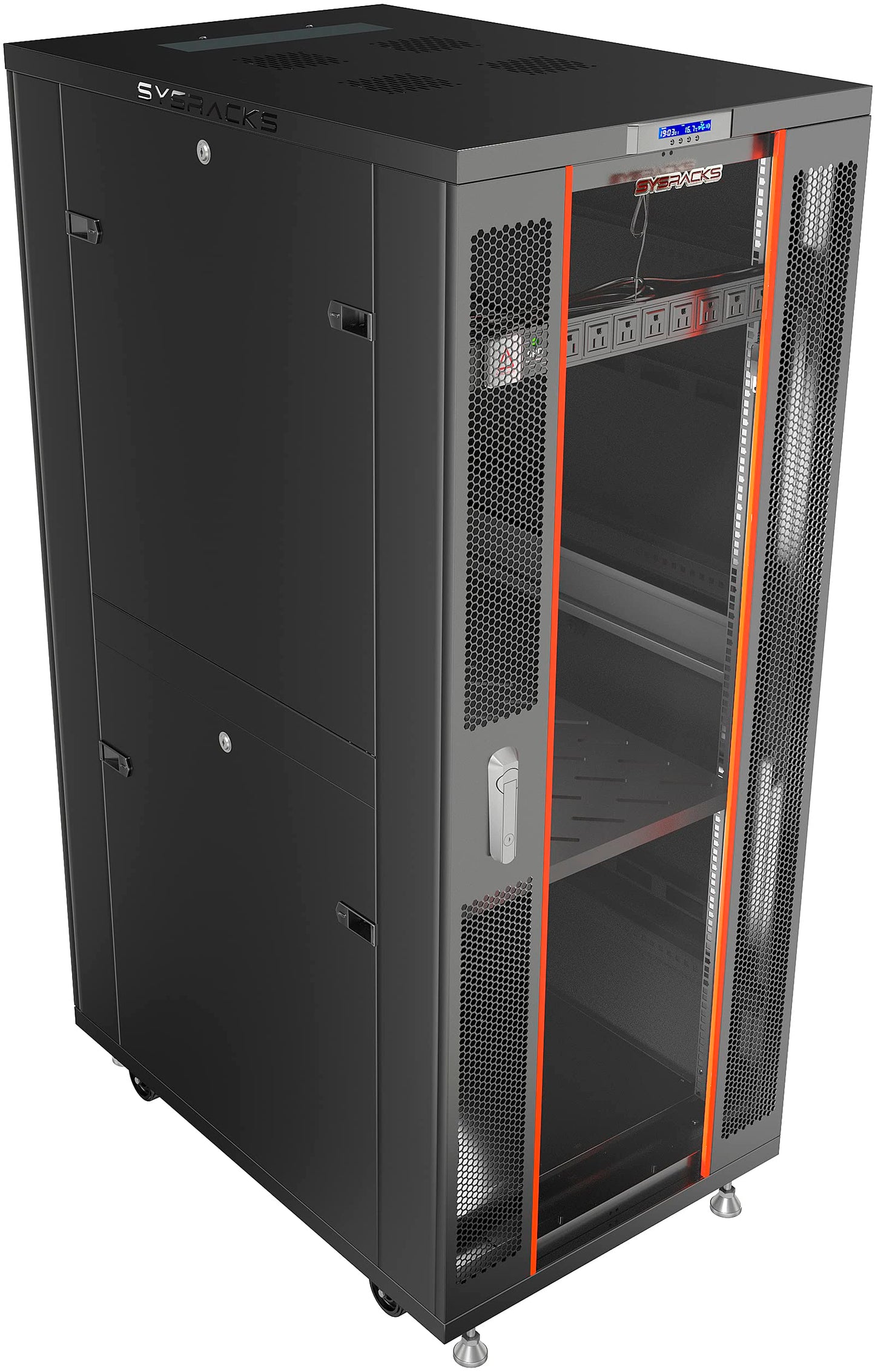 37U Server Rack Cabinet – 24" Deep 19" Network Rack Enclosure, Floor Standing Data Rack with Locking Glass Door, Cooling Fans, PDU, Shelf, 1600 lb Capacity, ANSI/EIA-310 IT Equipment Rack