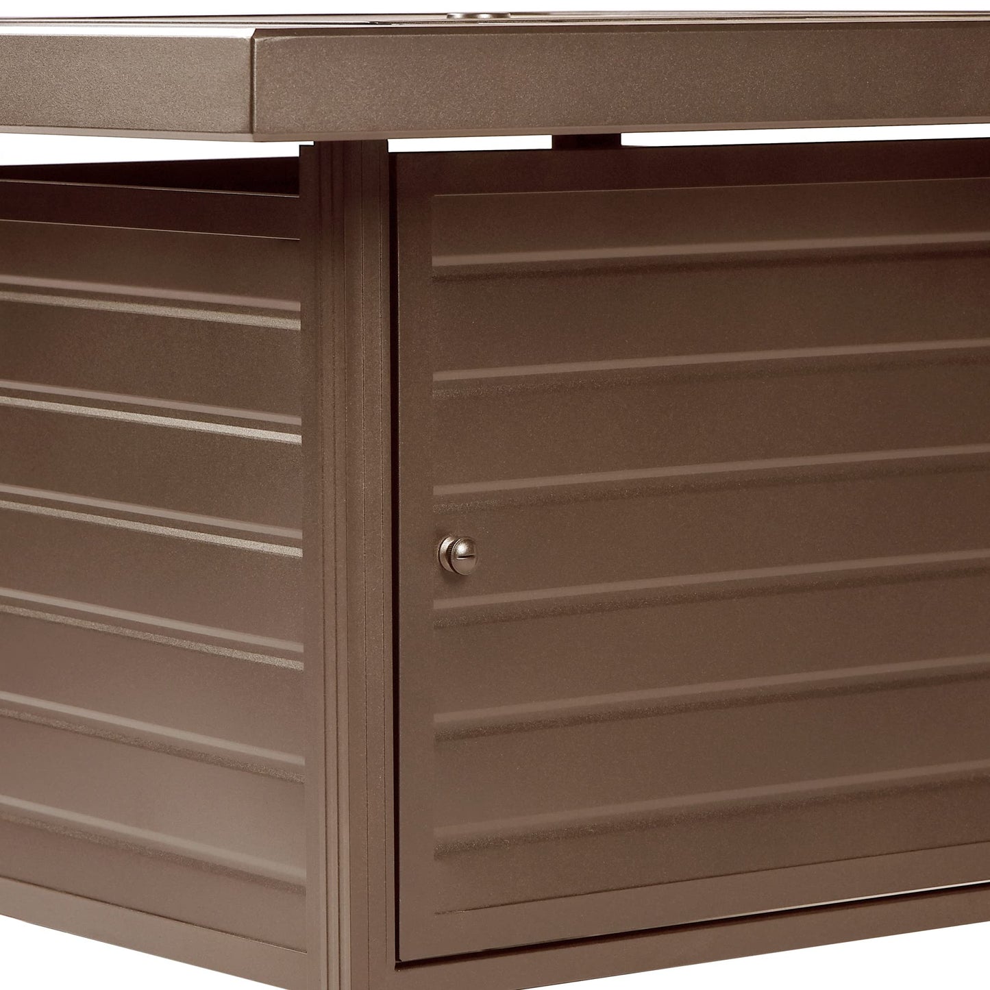 Oakland Living Square 42 in. x 42 in. Aluminum Propane Fire Pit Table with Glass Beads, Two Covers, Lid, 57,000 BTUs in Brown Finish