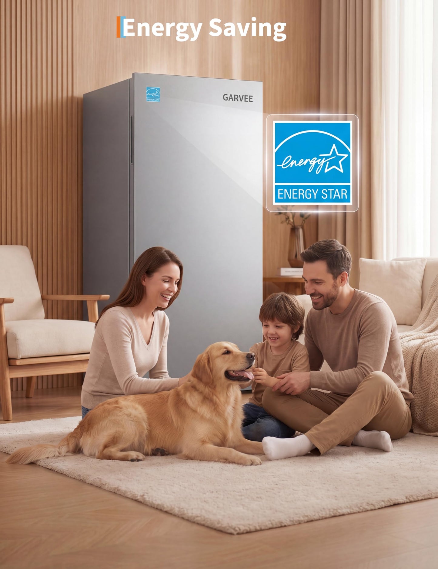 11 Cu. Ft. Upright Convertible Fridge/Freezer, Energy Saving Refrigerator with Reversible Door, Auto Defrost, Removable Glass Shelves & Adjustable Controls