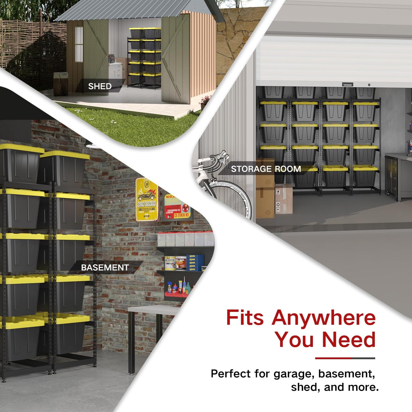 27 Gallon Tote Storage Rack, Heavy-Duty Storage Bin Rack Organizer, 5-Tier Standing Storage Bin Shelves, 250 lb Capacity, Maximize Space for Garage, Warehouse, Utility, 2-Pack (Totes Not Included)