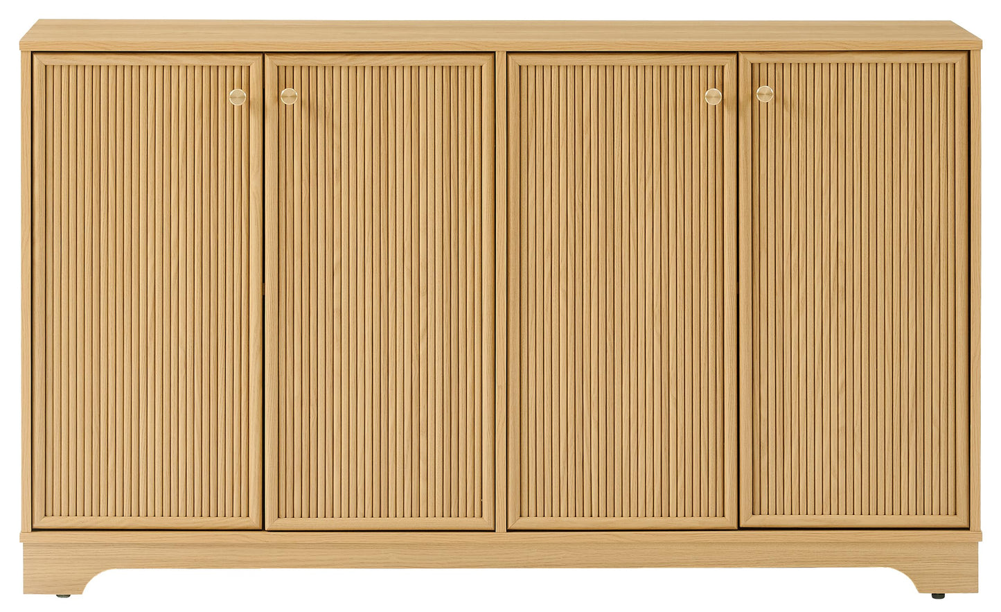 Crosley Furniture Naomi Modern Reeded Sideboard Buffet Cabinet, Credenza, Dining Room, Kitchen, TV Stand, White Oak