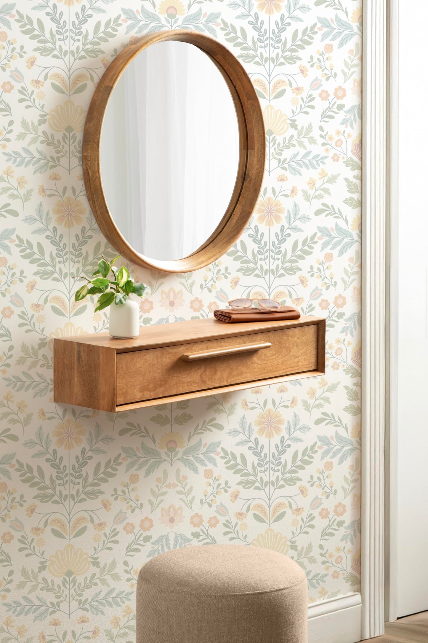 Kate and Laurel McCutcheon Modern Floating Console Table for Entryway, 30 x 9 x 6, Natural Wood, Decorative Transitional Floating Entryway Table for Use as Living Room Storage Wall Shelf