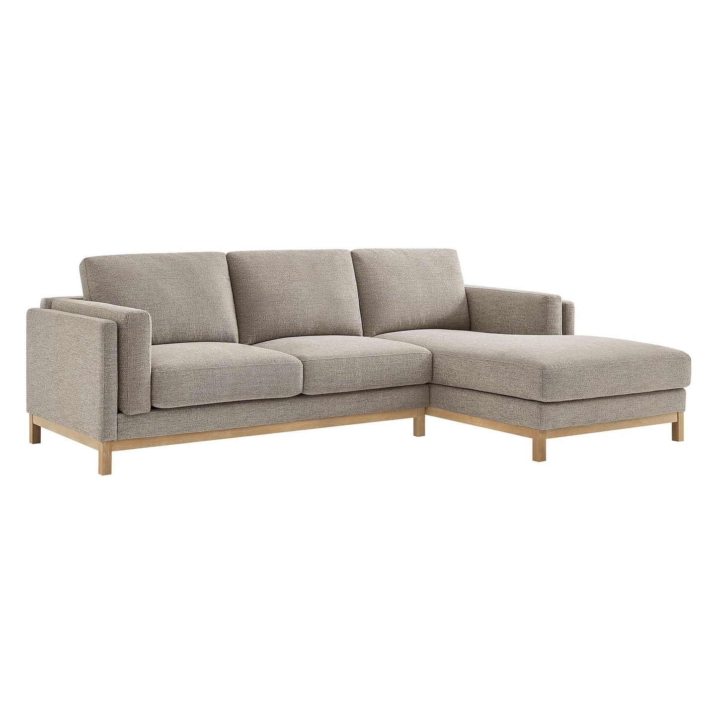 Modway Roscoe Right-Facing Sectional Sofa with Chaise in Pewter - 2-Piece Mélange Chenille Fabric Deep Seat Couch, L Shaped Modular for Living Room or Lounge